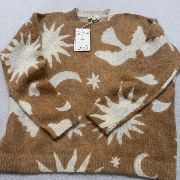 Sezane x Pangea sz L Carmelo Jumper Camel Ecru Mohair Sweater Knit French - Picture 4 of 8